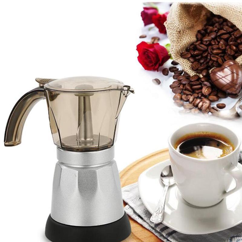 EU Plug Portable Electric Coffee Maker Stainless Steel Espresso Mocha Coffee Pot for Home Kitchen Tools