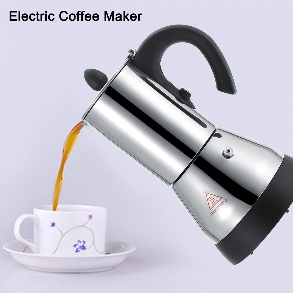 200/300ml Electric Stainless Steel Espresso Coffee Mocha Pot Electric Coffee Maker EU Plug 220V